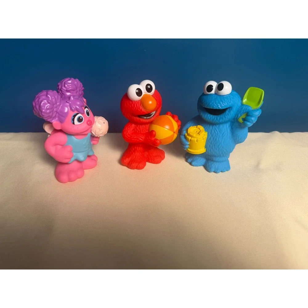 Sesame Street Figurine Set Elmo Cookie Monster Abby Cadabby Beach Theme 3pc